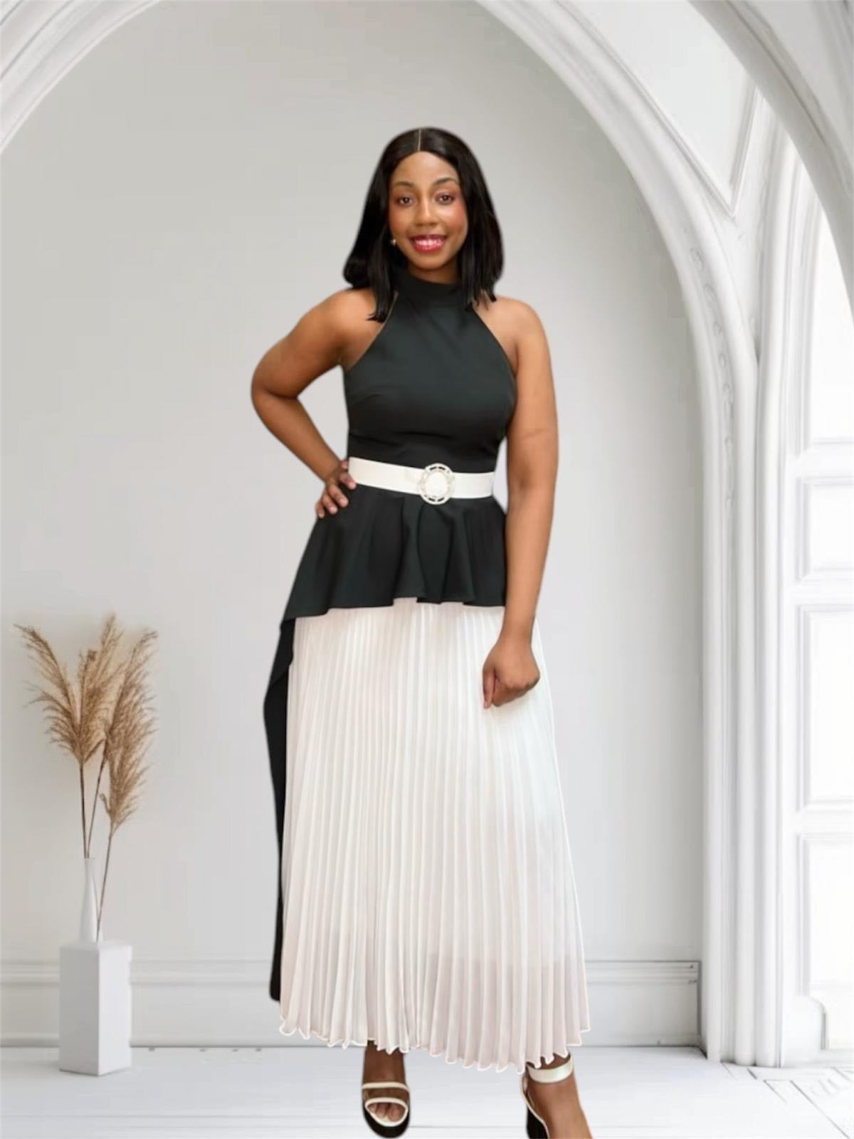 Ashley Pleated cape dress