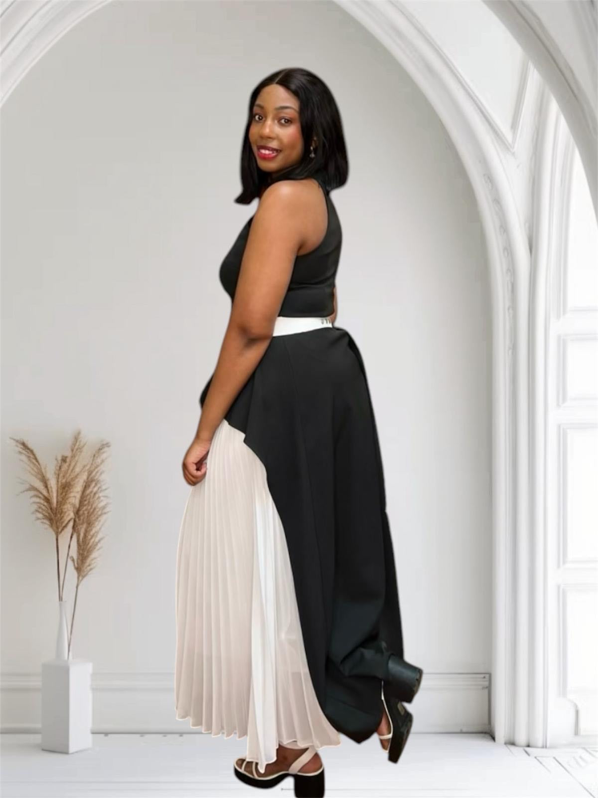 Ashley Pleated cape dress