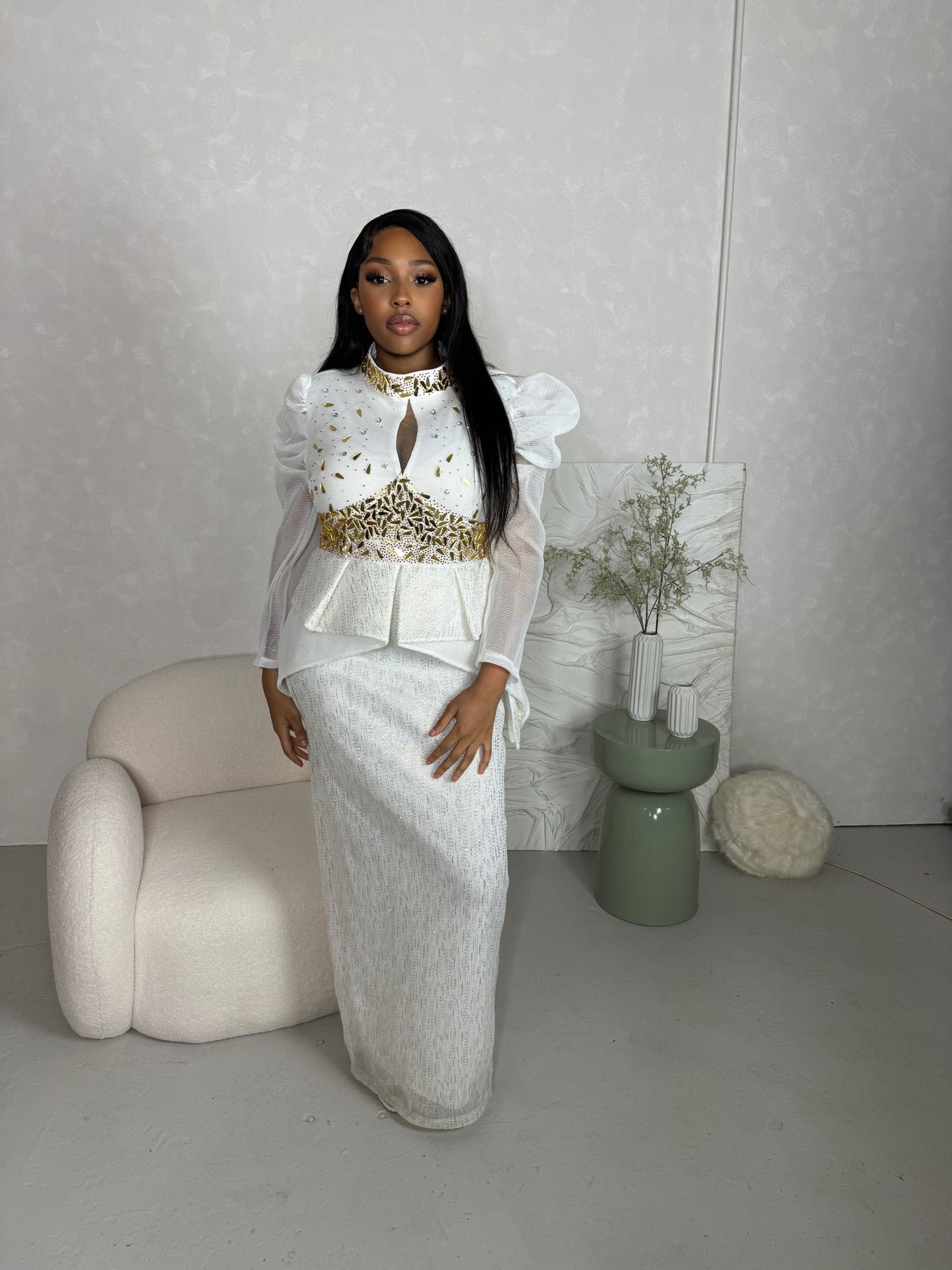 Athena Embellished Evening Dress