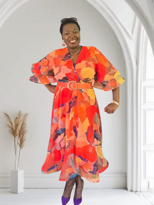 coral floral dress